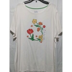 Croft And Barrow Women's Size‎ XXL Short Sleeve Crew Neck Floral T-Shirt NWT!!